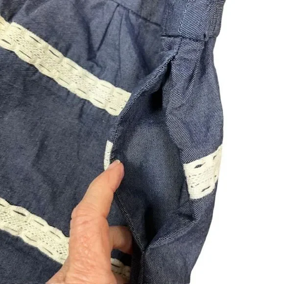 Banana Republic Elastic Waist Chambray Cotton Blend Skirt With Crochet Detail 4 - Picture 2 of 10